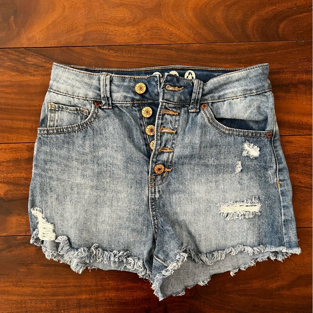 Rewash Blue Jean Shorts Distressed High-Waisted